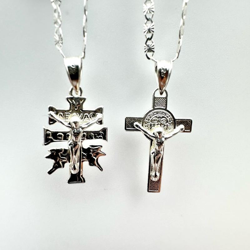 Sterling Silver 925 Cross Necklace for Women - Tiny Cross Pendant - Small Christian Necklace - Gift Ideas for Baptism Graduation Confirmation Kurapika Chains Infinity