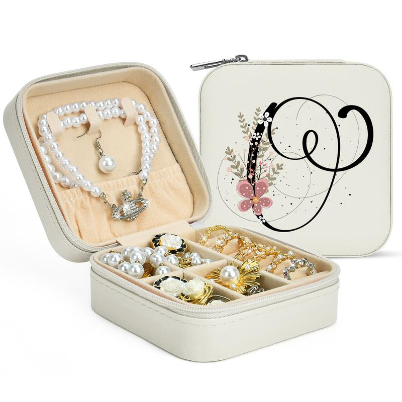 LOKASS Personalized Initial Travel Jewelry Case Bridesmaid Gifts Small Jewelry Box Organizer, Birthday Gift for Mom/Friends/Sister Lettera~Z