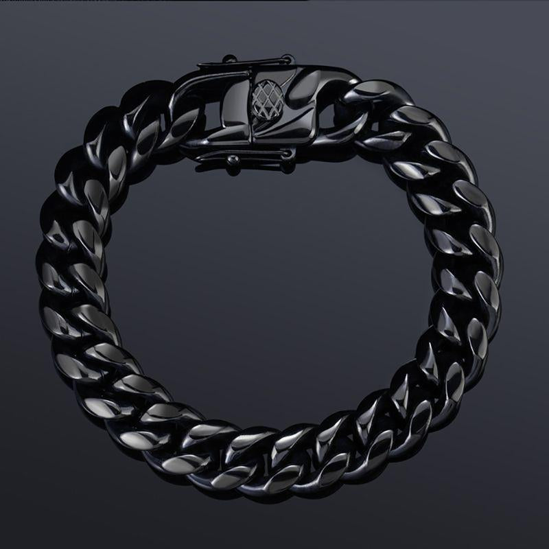 10Mm Thick Cuban Link Chains for Men, Black Stainless Steel Necklace and Bracelet Set, Size Optional 7.5''-30