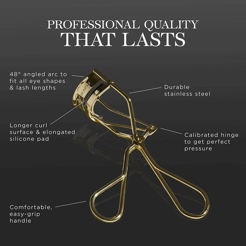 Brilliant Beauty Eyelash Curler with Satin Bag & Refill Pads - Award Winning - No Pinching, Just Dramatically Curled Eyelashes for a Lash Lift in Seconds