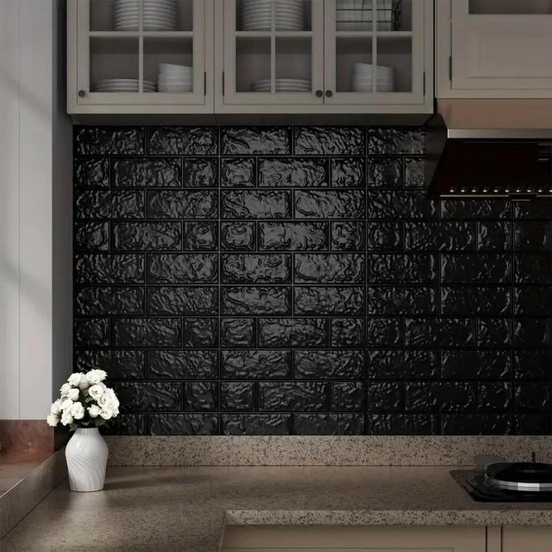 3D Self-Adhesive Foam Tile Wall Sticker, 50Pcs/100Pcs Waterproof Adhesive Decorative Panel, Interior Easy to Stick for Indoor Wall Decoration
