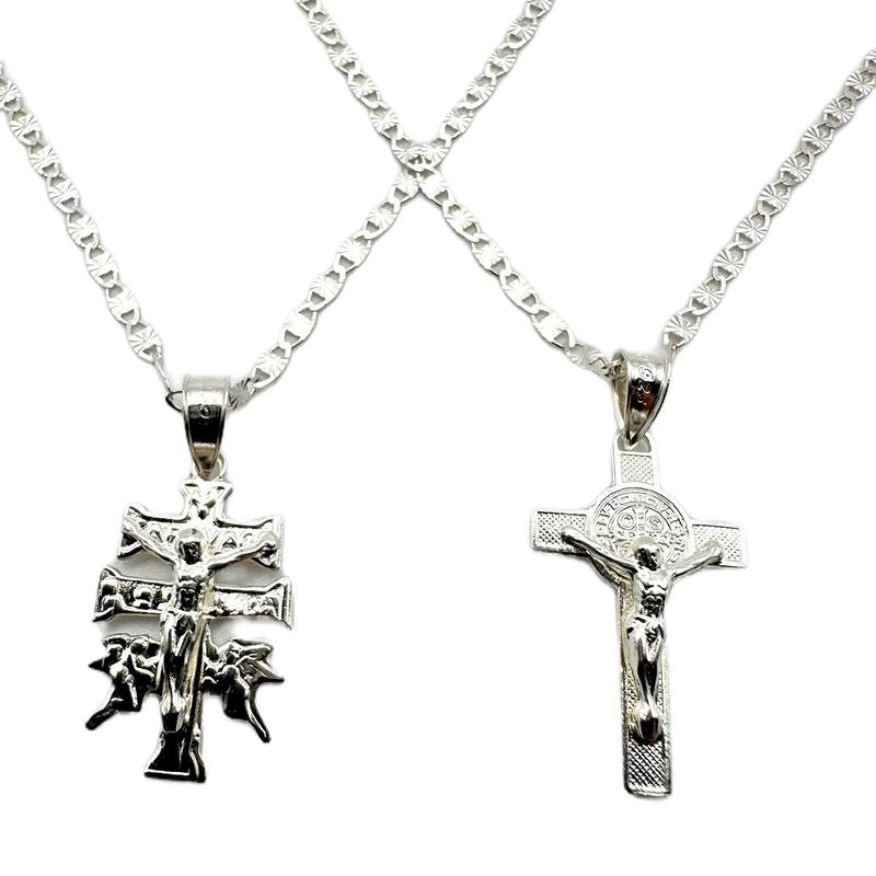 Sterling Silver 925 Cross Necklace for Women - Tiny Cross Pendant - Small Christian Necklace - Gift Ideas for Baptism Graduation Confirmation Kurapika Chains Infinity
